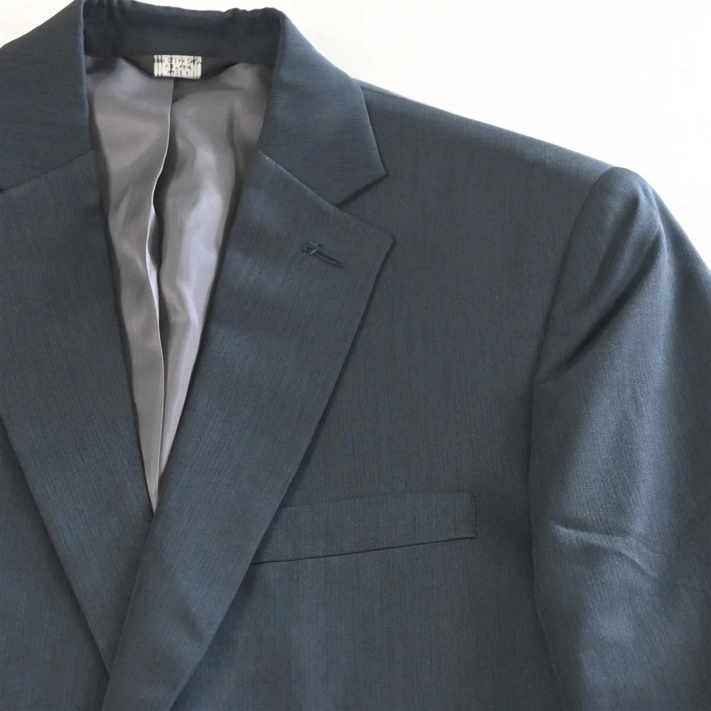 Haggar 38R 32x32 Blue Tailored Fit Travel Performance Mens Jacket Pants Suit